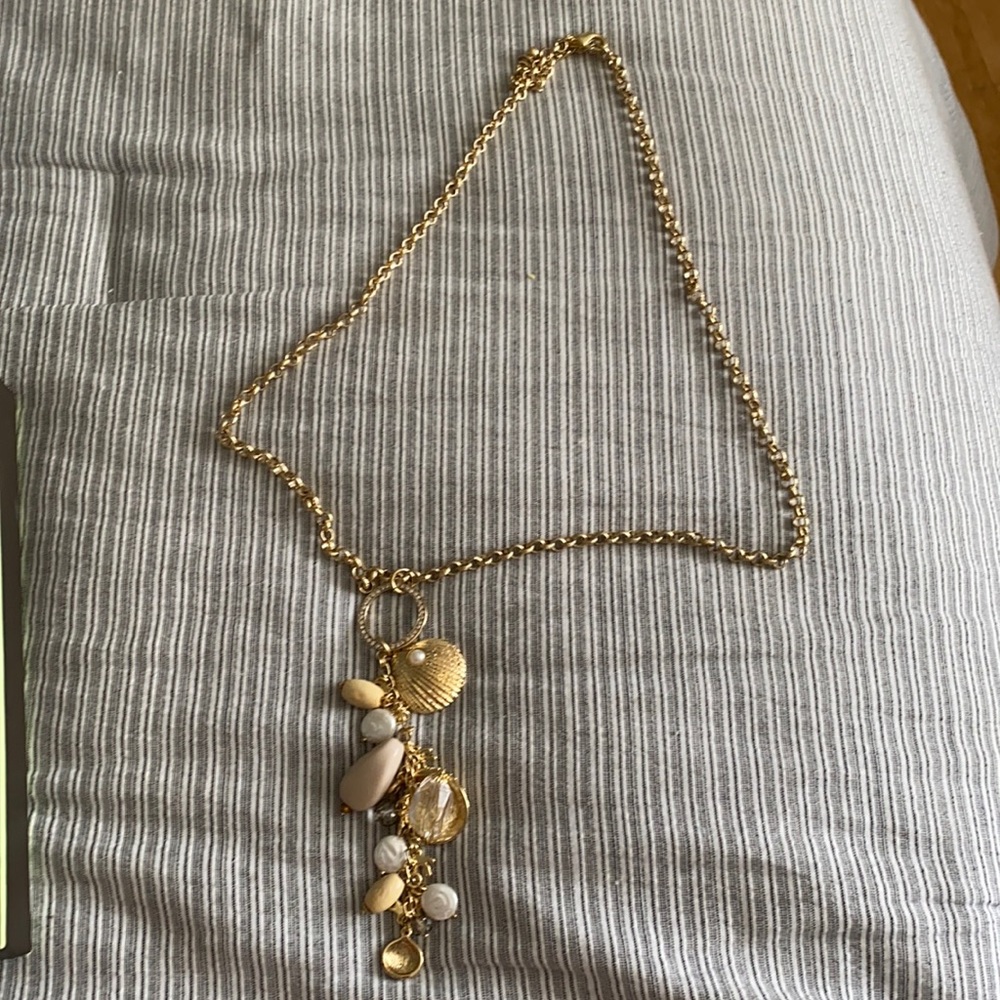 Beach detail long chain necklace